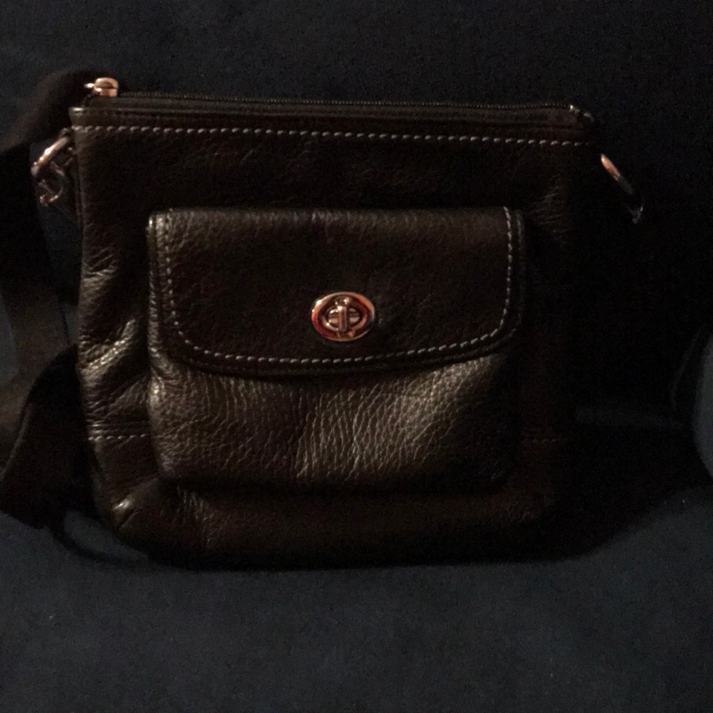 Small black leather crossbody bag